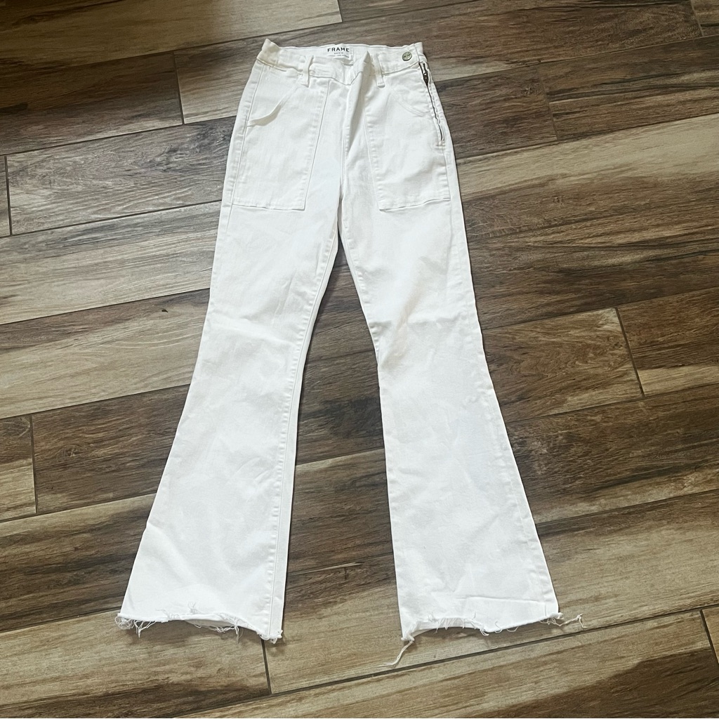 Frame Denim Jeans White Denim Le Flare De Francoise